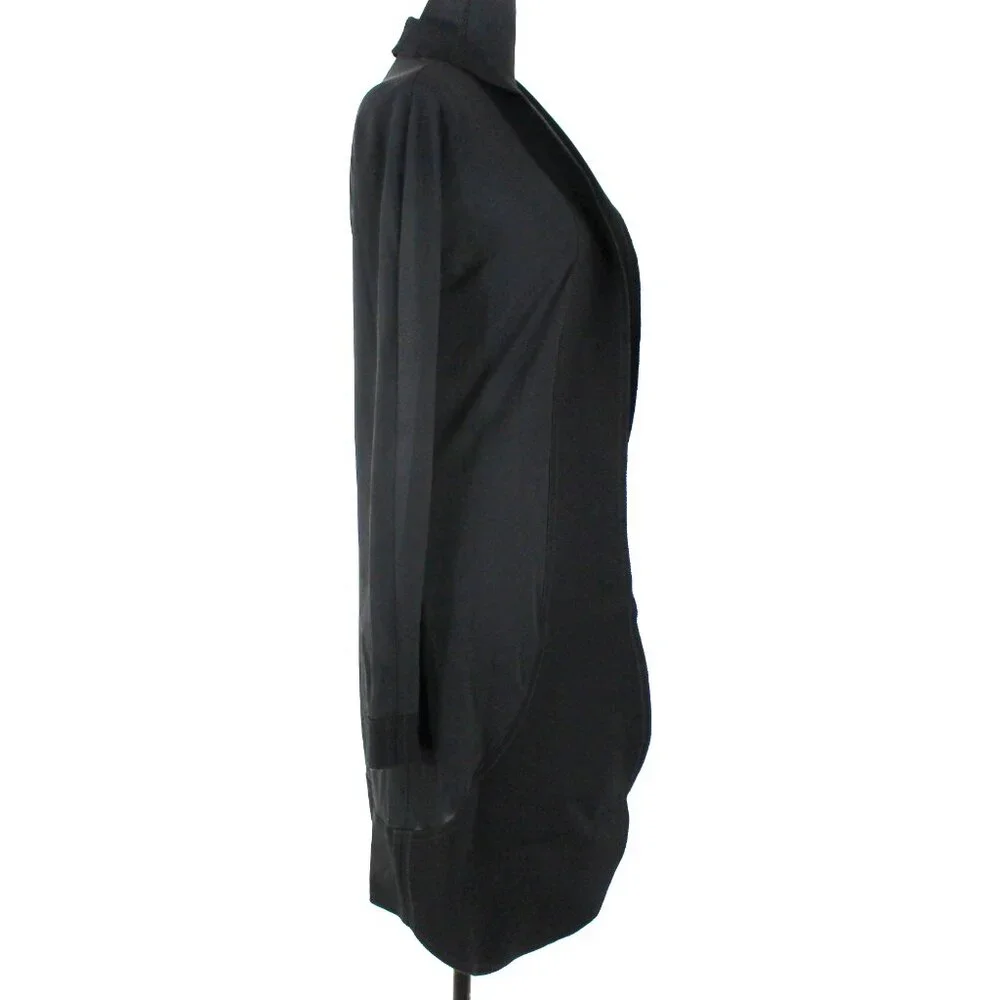 Marie Saint Pierre Black Shawl Collar Open Front Draping Cardigan Topper 1 Coat